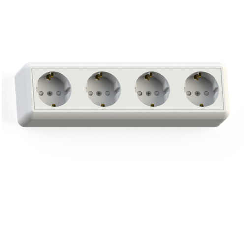 Розетка "Кунцево" Оптима, четырехместная, 16 А, 250 В, с з/к, наружная, со шторками, белая