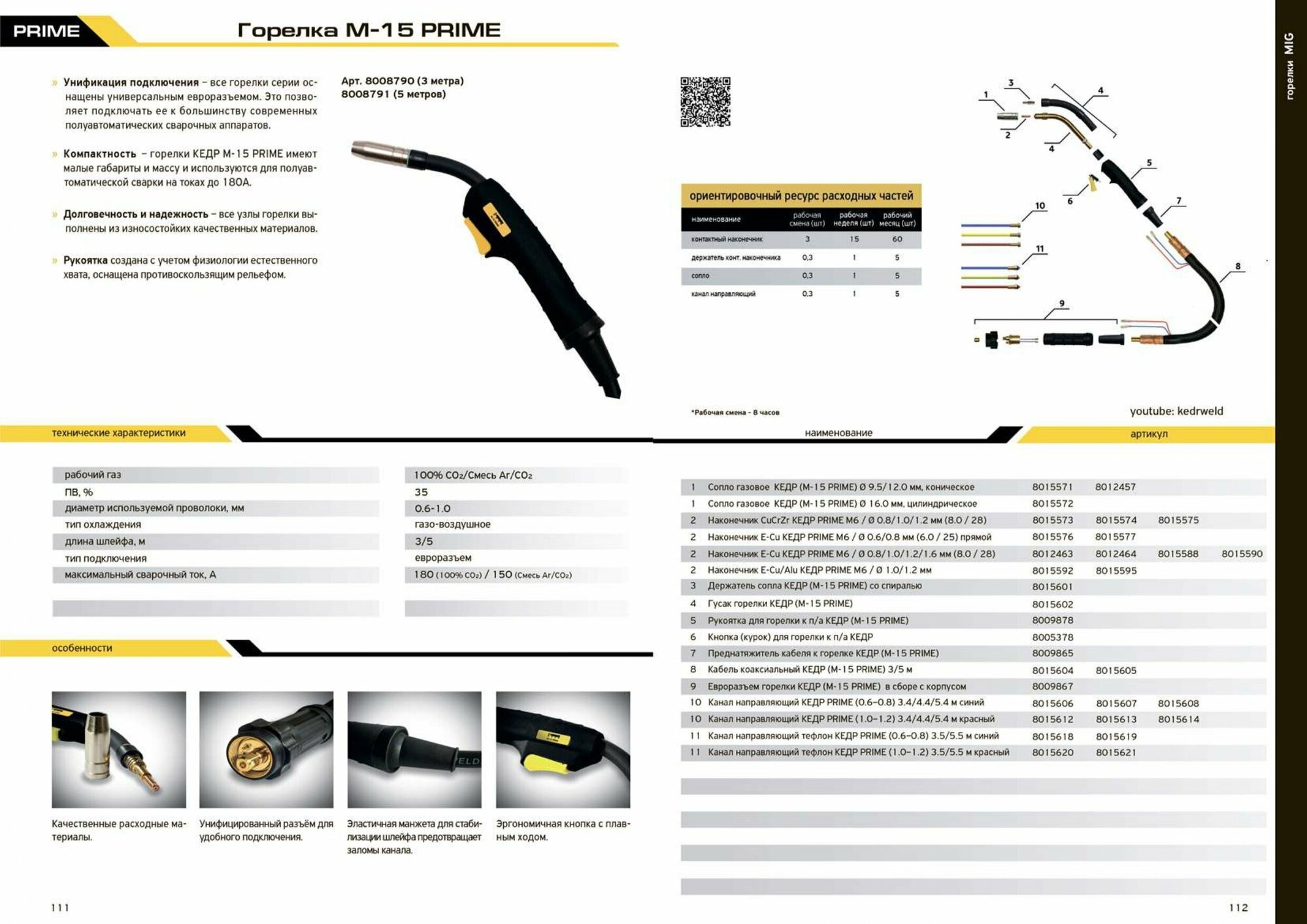 Горелка к п/а кедр M-15 PRIME (евро адаптер) 3М