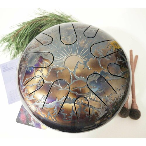 Глюкофон Рассвет в Горах 30см с гравировкой (фимбо, ханг, hang drum) 432Гц