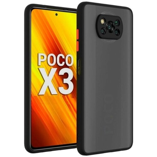 Накладка пластиковая матовая для Poco X3 NFC / Poco X3 Pro с силиконовой окантовкой чёрная силиконовый чехол противоударный для xiaomi poco x3 pro poco x3 nfc с картхолдером прозрачный