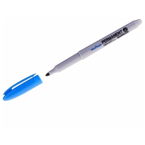 Маркер перманентный (нестираемый) MunHwa (1.5мм, круглый наконечник, голубой) (FPM-12) маркер перманентный нестираемый munhwa 1 5мм круглый наконечник фиолетовый fpm 09 12шт