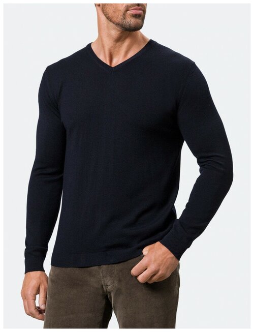 Пуловер Pierre Cardin, шерсть, силуэт прямой, удлиненный, вязаный, трикотажный, размер M, черный