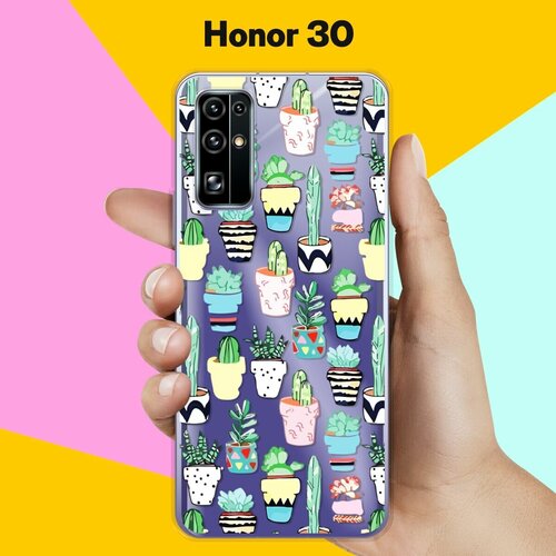 Силиконовый чехол на Honor 30 Узор из кактусов / для Хонор 30 силиконовый чехол узор из цветов на honor 30