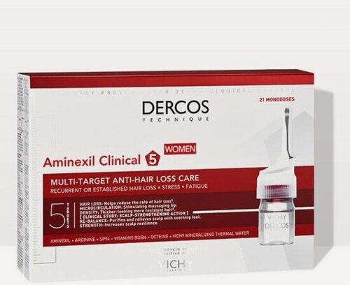 Изображение товара Средство против выпадения волос Vichy Dercos Aminexil 5, 21 ампула, для женщин