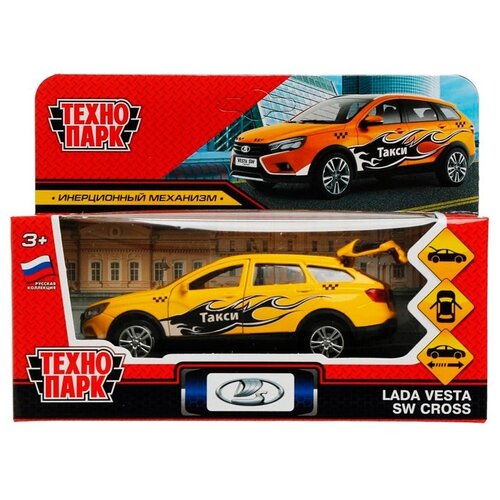 Такси ТЕХНОПАРК Lada Vesta SW Cross Такси VESTACROSS-12TAX-GET 1:132, 12 см, желтый такси технопарк hyundai solaris такси solaris2 12tax 1 32 12 см желтый