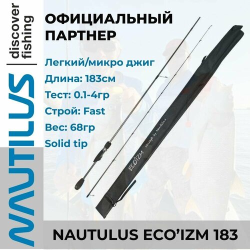 фото Удилище спиннинговое nautilus eco'izm 183см 0,1-4гр / лайт / удочка для летней рыбалки / на хищника