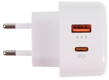 Сетевое зарядное устройство PERO TC10 USB-C 20W + USB-A Fast Charge белый - фото №9