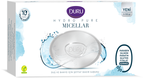 DURU Мыло кусковое Hydro Pure Micellar, 3 шт., 150 г