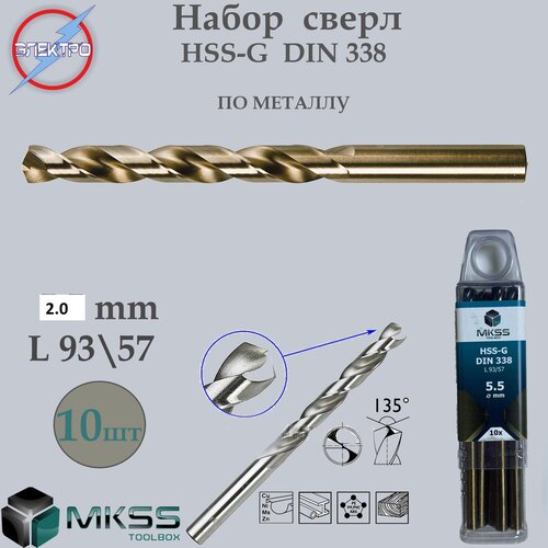 Сверло по металлу, HSS-G 2.0мм (10шт) MKSS