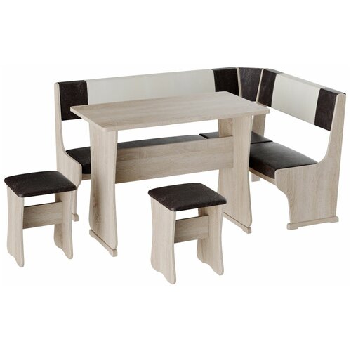 Кухонный уголок Гамма Тип 1 Дуб Сонома/КЗ Шоколад/Бежевый