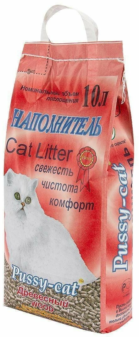 Наполнитель для кошачьего туалета Pussy-cat 10л "Древесный"