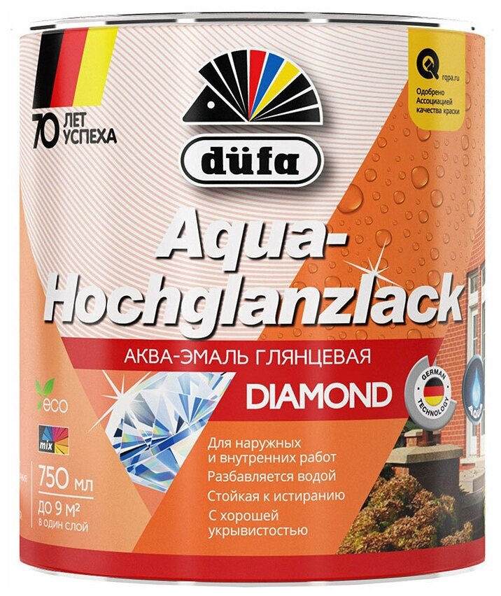 Эмаль универсальная акриловая Dufa Aqua-Hochglanzlack база 1 белая глянцевая 0,75 л