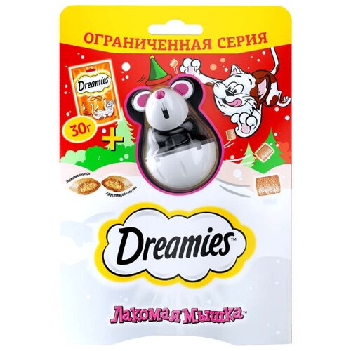 фото Лакомство для кошек dreamies лакомая мышка подушечки с курицей, 30г