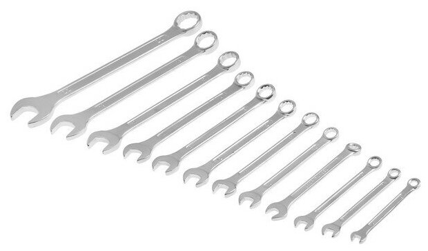 Тундра Набор ключей комбинированных в холдере тундра, хромированные, 6 - 22 мм, 12 шт.