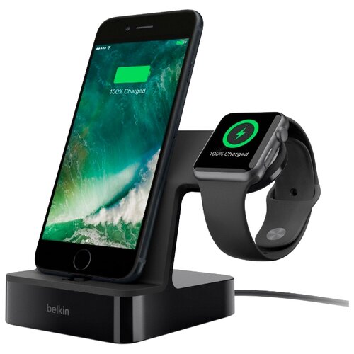 фото Док-станция универсальная belkin powerhouse charge dock for apple watch + iphone черный