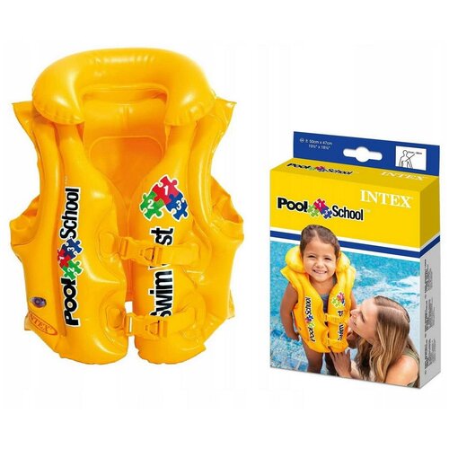 Жилет надувной INTEX Pool School Deluxe Swim Vest(Делюкс Пул Скул), 3-6лет, желтый жилет надувной intex pool school deluxe swim vest делюкс пул скул 3 6лет желтый