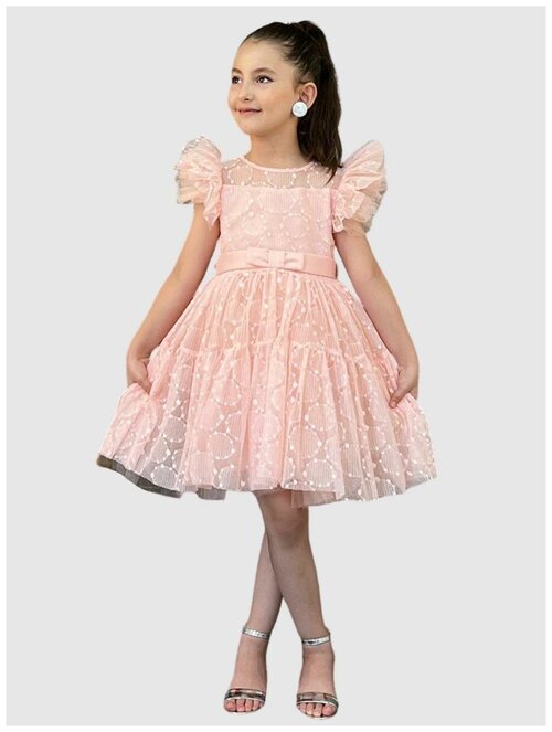 Платье-пачка Wizzy, нарядное, в горошек, размер 110, розовый