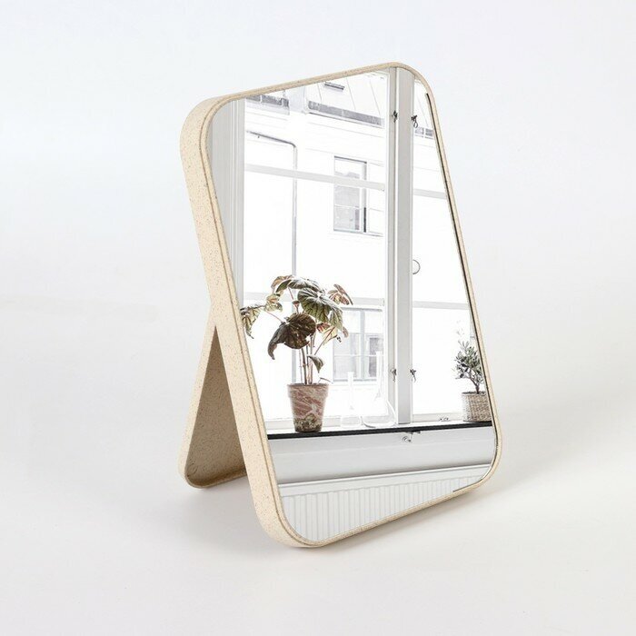 Зеркало на подставке, зеркальная поверхность 16 × 24 см, цвет бежевый - фотография № 1