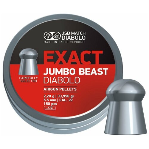 Пули JSB Exact Jumbo Beast Diabolo 5,5 мм, 2,2 грамм, 150 штук пули для пневматики бета целевые 4 5 мм 150 шт 0 5 гр