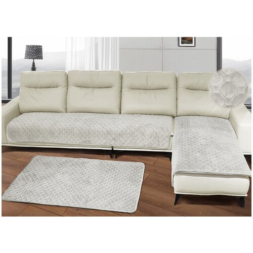 Набор ROMANCE велюровый довиль на диван и 2 кресла, цвет бело-серый