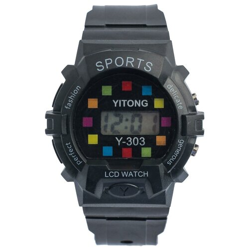 Часы наручные электронные детские Пиксель ремешок силикон черный 55400₽