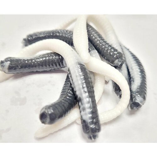 силиконовая приманка бобриных хвост для ловли форели двухцветный черно белый 450₽