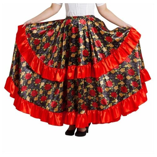 фото Цыганская юбка для девочки с двойной красной оборкой длина 67 (рост 122-128) страна карнавалия