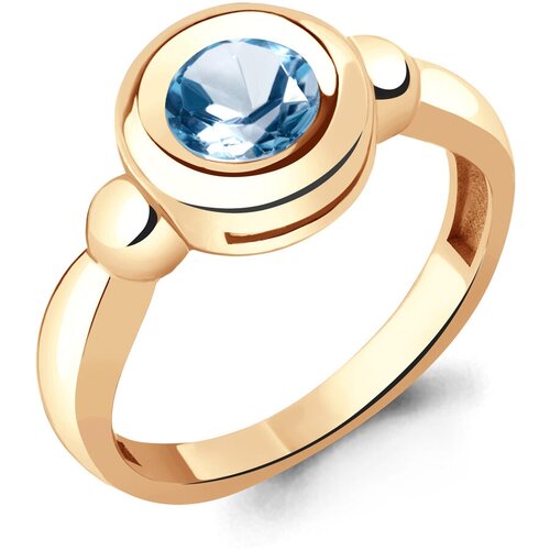 фото Кольцо diamant online, серебро, 925 проба, золочение, топаз, размер 18.5