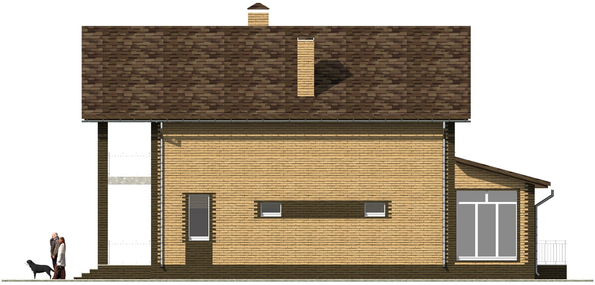 Готовый проект двухэтажного дома с отдельным гаражом из газосиликатного блока с облицовкой из керамического облицовочного кирпича площадью 186,7 кв.м - фотография № 10