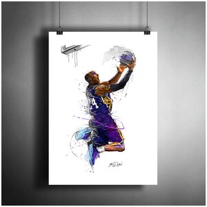 Постер плакат для интерьера " Коби Брайант. NBA, баскетбол" / Декор дома. Подарок другу. A3 (297 x 420 мм)