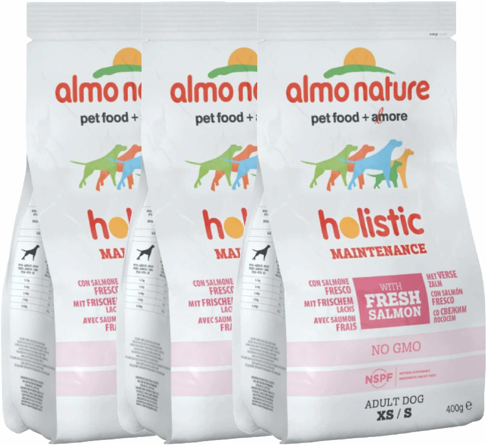 Almo Nature Для Взрослых собак Малых пород с Лососем (Holistic - Small&Salmon) 0,4 кг х 3 шт.