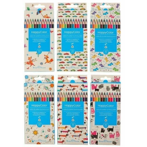 Карандаши акварельные 12 цветов HappyColor 729₽