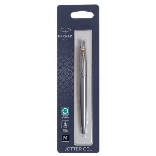 Ручка гелевая, Parker JOTTER CORE STAINLESS STEEL GT, черная, блистер 2020672