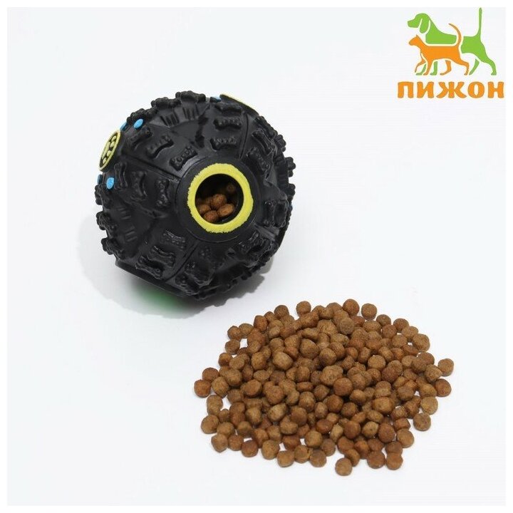 Пижон Квакающий мяч для собак, жёсткий, 7,5 см, чёрный