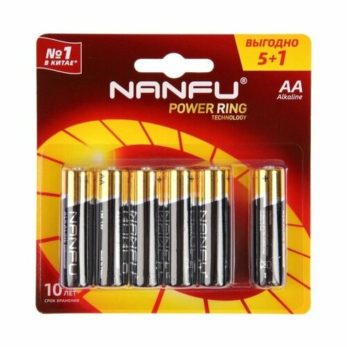 Батарейка алкалиновая Nanfu, AAA, LR03-6BL, 1.5В, блистер, 6 шт