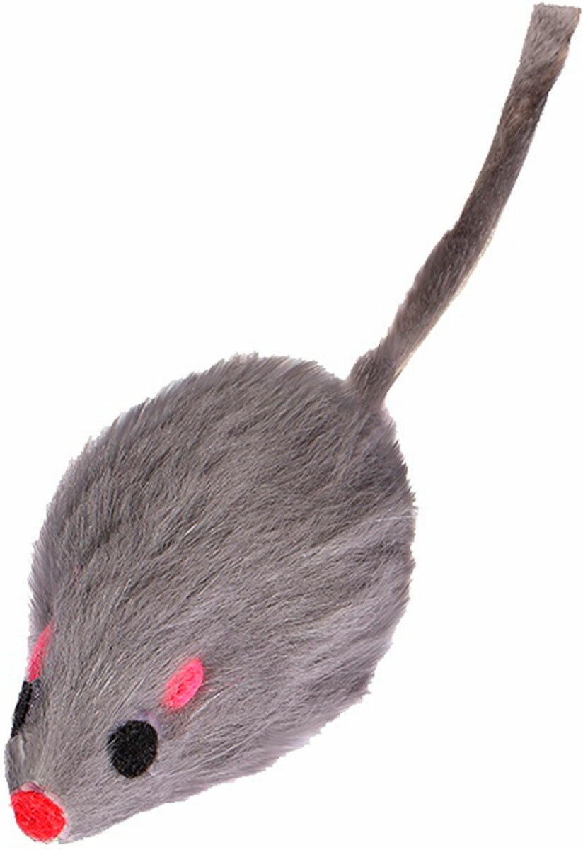 Игрушка для кошек PerseiLine Rich Breed Мышка из натурального меха с кошачьей мятой серая 5 х 2 см (1 шт)