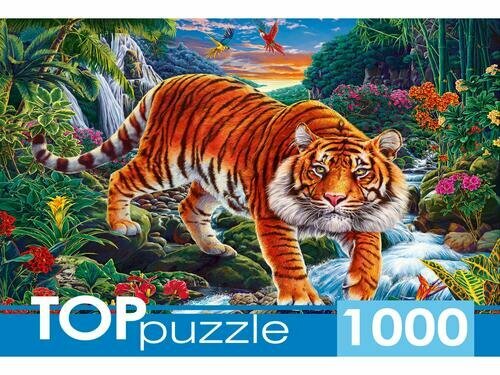 TOPpuzzle. Пазлы 1000 элементов. ФТП1000-9854 Тигр у водопада