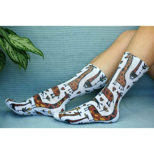 фото Носки , размер 36/41, желтый, коричневый, белый хлопковые cotton print