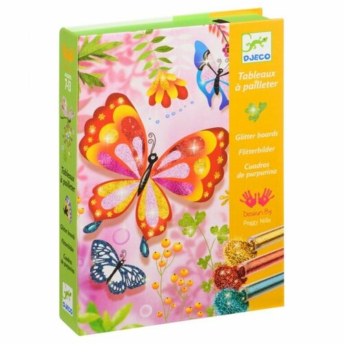 фото Djeco djeco glitter boards набор для декорирования блёстками блестящие бабочки 09503