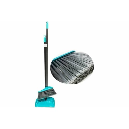 Комплект GoGo ПВХ, совок с метлой, голубой, ручка металлическая 85 см 60056 BLUE