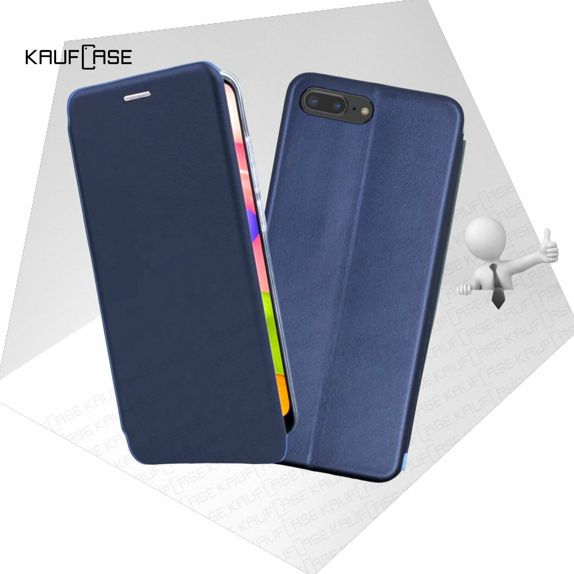 Чехол книжка KaufCase для телефона Apple iPhone 7 Plus /8 Plus (5.5"), темно-синий. Трансфомер