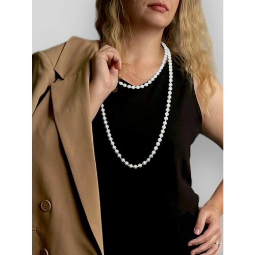 Бусы, длина 140 см, белый