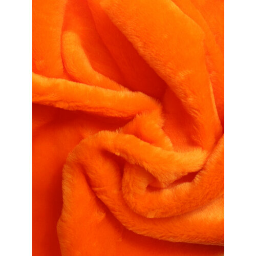 Ткань Мех искусственный оранжевый с ворсом 9мм для шитья игрушек и рукоделия, И-221, отрез 50х50 см