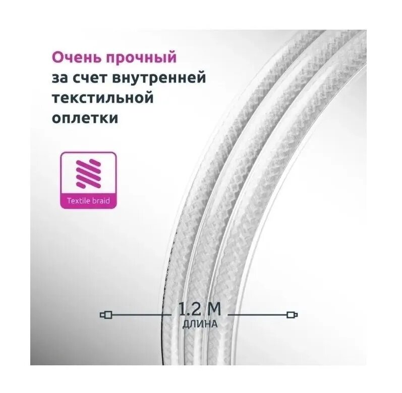 Кабель OLMIO MAGNET, USB 2.0 - Type-C, 1.2м, 2.1A - фото №5