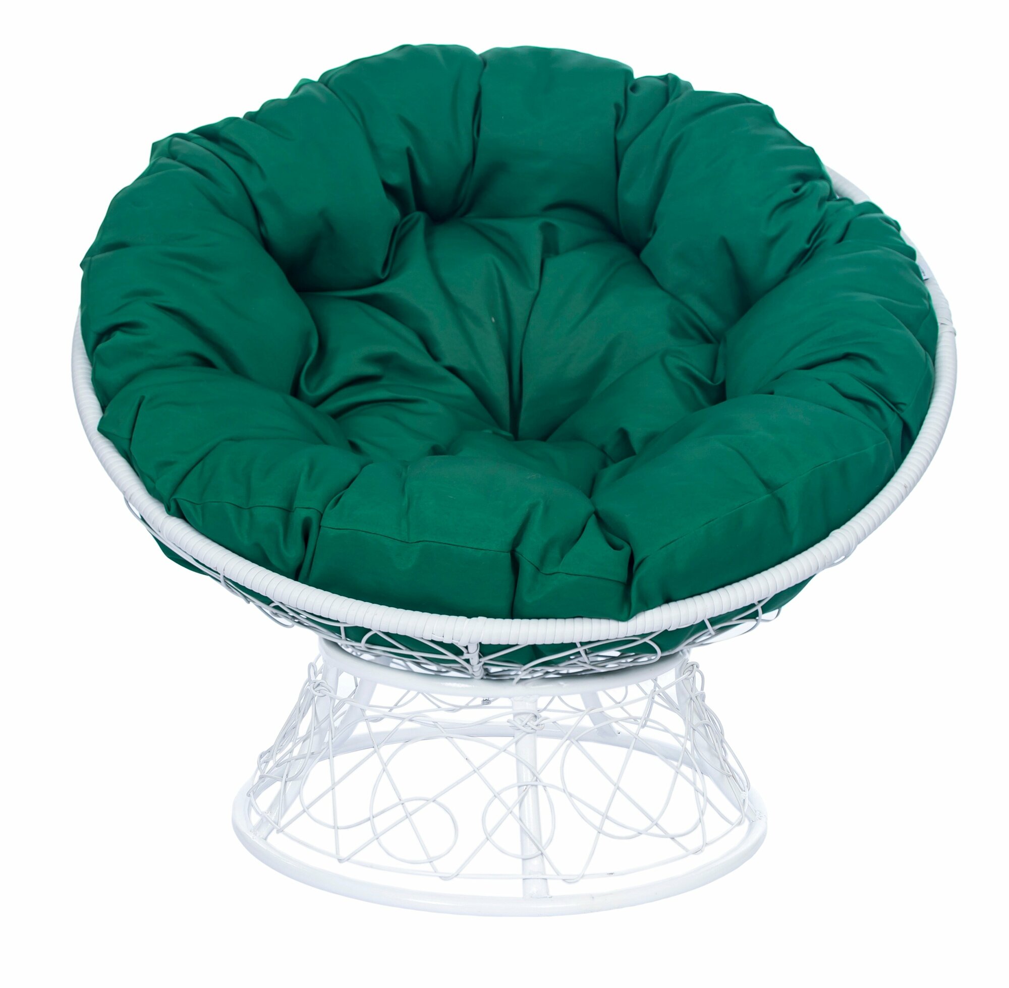 Кресло садовое папасан плюс белый + зеленая подушка - фотография № 2