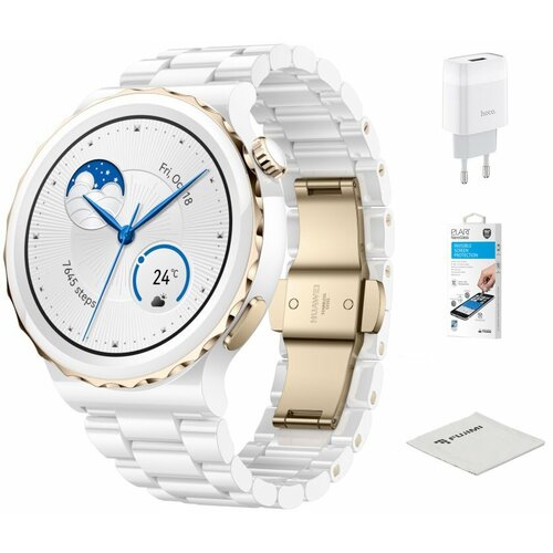 Умные часы Huawei Watch GT 3 Pro Frigga-B19T White Ceramic Strap 55028859 Выгодный набор подарок серт 200Р 4618000₽