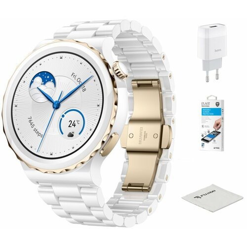 Умные часы Huawei Watch GT 3 Pro Frigga-B19T White Ceramic Strap 55028859 Выгодный набор + подарок серт. 200Р!