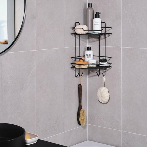 Полка угловая Лофт 222х222х398 см цвет черный муар 2342₽