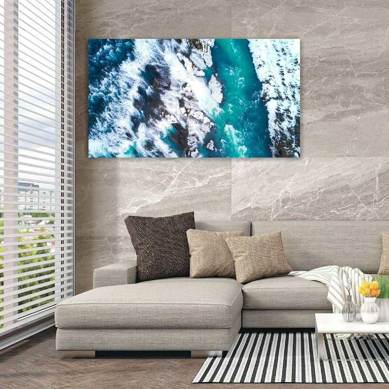 Картина на холсте 60x110 LinxOne "Природа Лед Исландия Вид" интерьерная для дома / на стену / на кухню / с подрамником