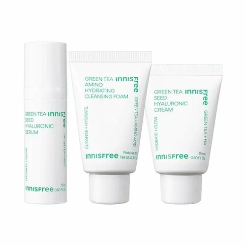 Innisfree Набор для лица с зеленым чаем GREEN TEA TRIO KIT, 3 шт